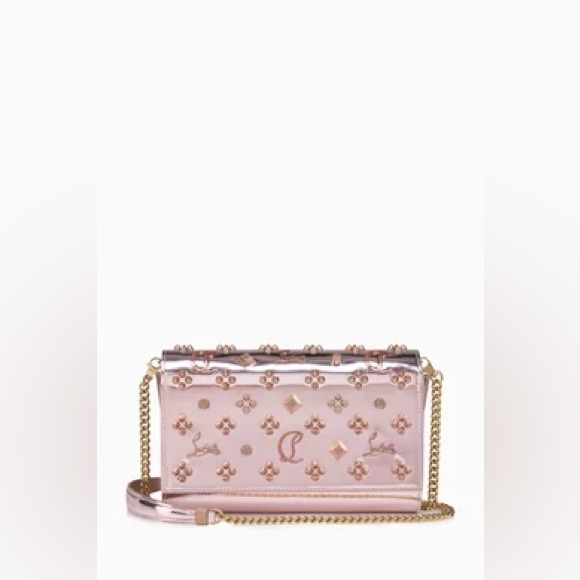 Christian Louboutin Paloma Clutch vintage Rose specchio - Picture 2 of 12